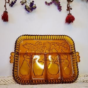 Vintage Indiana amber glass tray